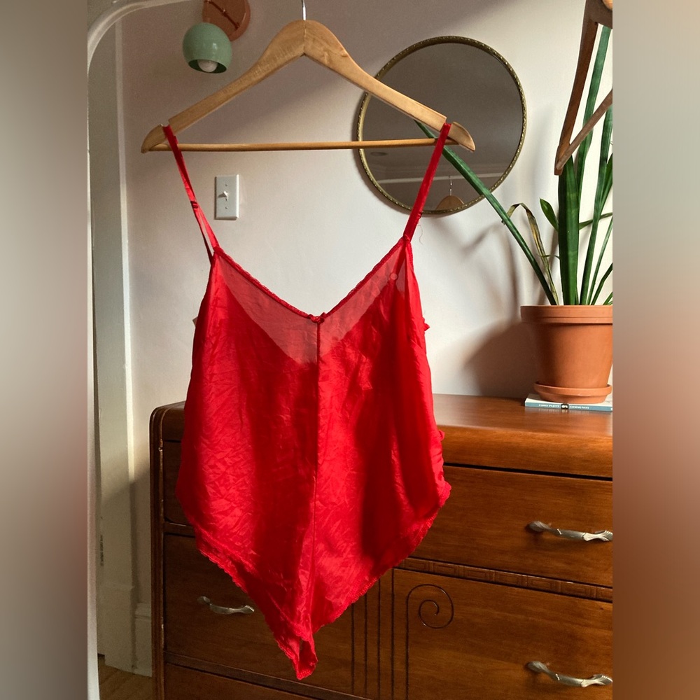 Frederick’s of Hollywood vintage red silk bodysuit